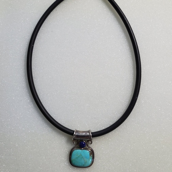 Turquoise Lapiz and Sterling Silver Necklace - Picture 5 of 5